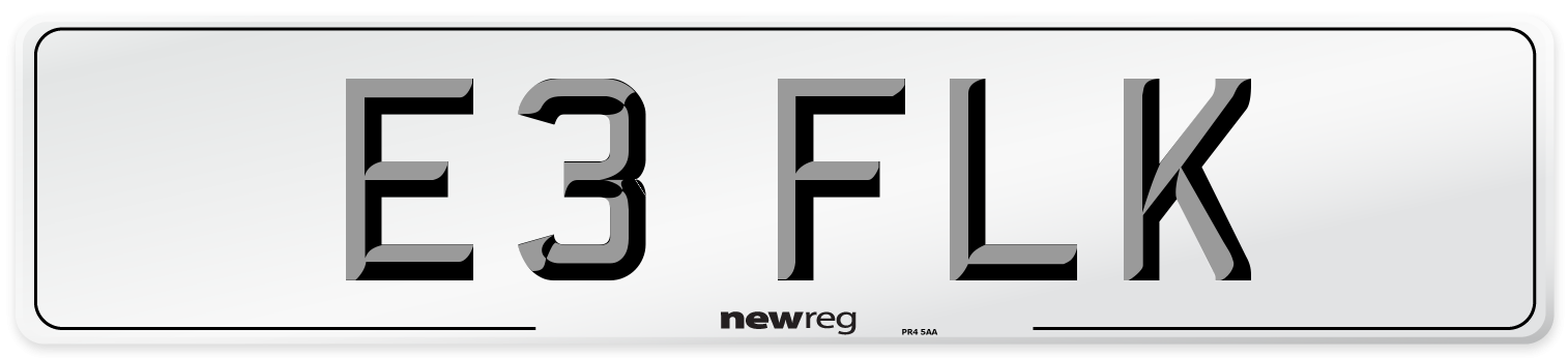 E3 FLK Number Plate from New Reg